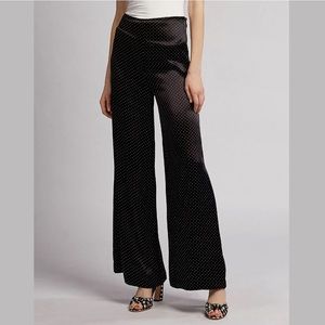Ganni Black Polka Dot Satin Cameron Wide Leg Pant